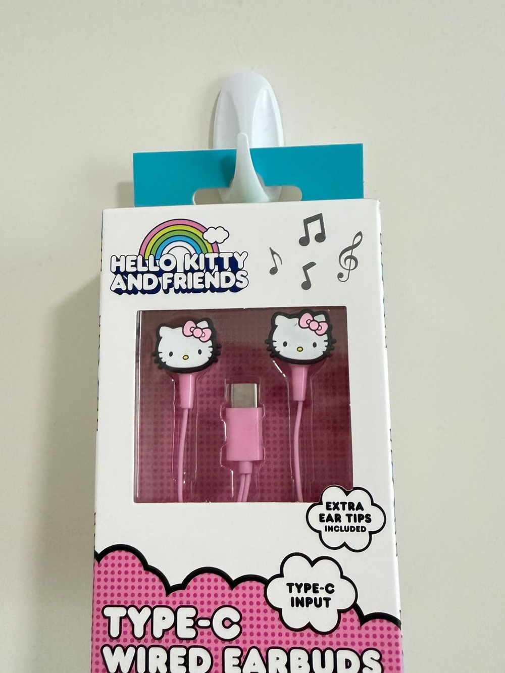 Sanrio Hello Kitty Pink Type-C Wired Earbuds with Cute Character Earpieces